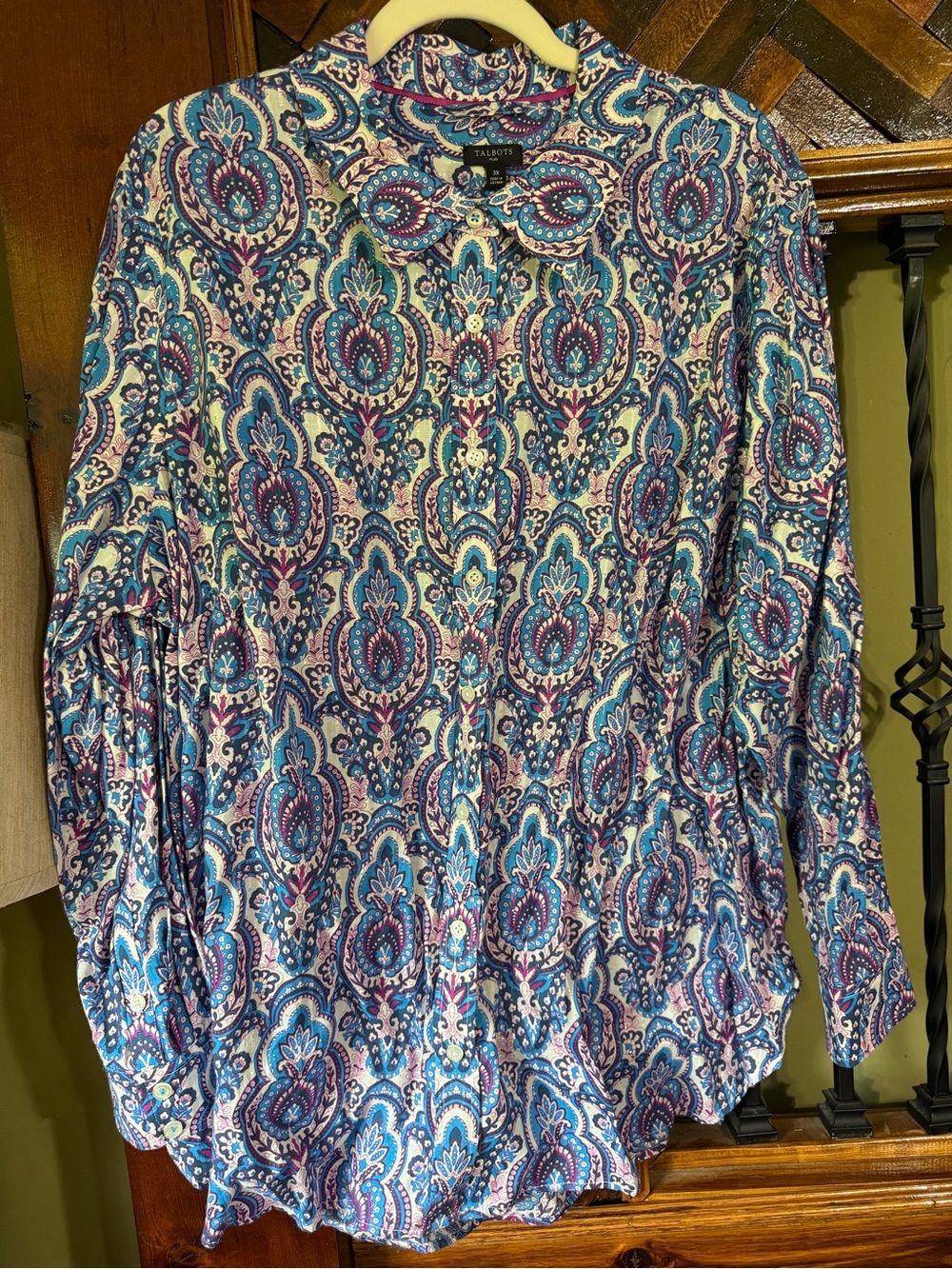 Talbots Multicolor Paisley Button-Front Shirt - Blue & Purple